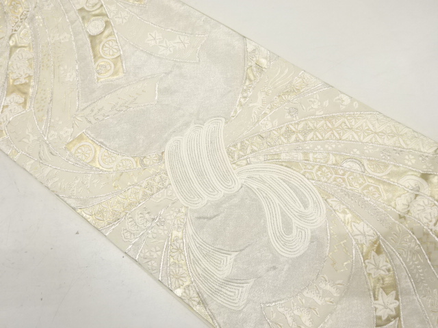 アンティーク　束ね熨斗に花・古典柄織り出し袋帯（材料）